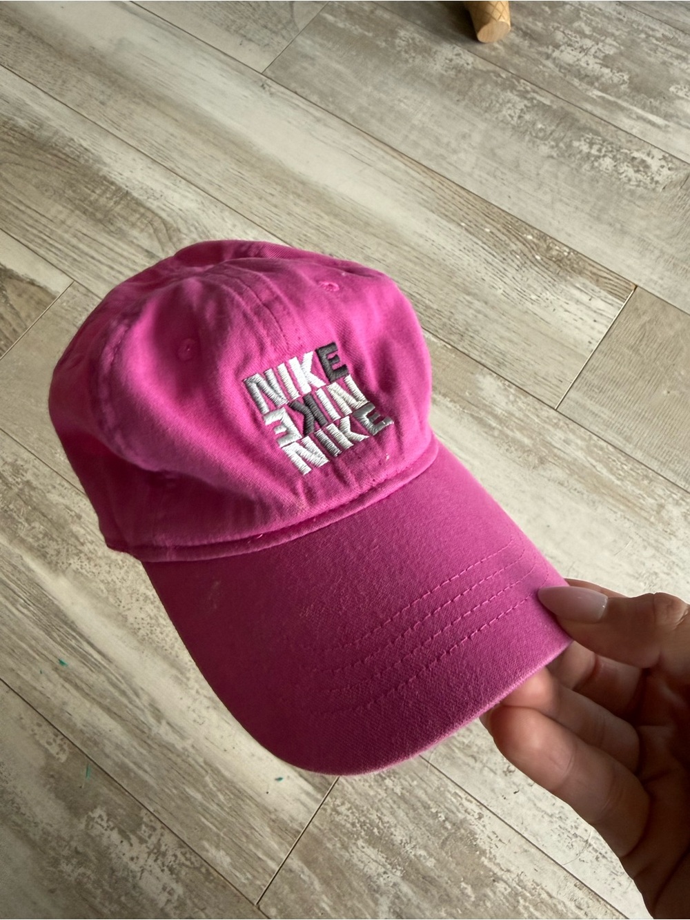 Nike Raspberry Pink Toddler Girls Baseball Cap with White Embroidered Logo